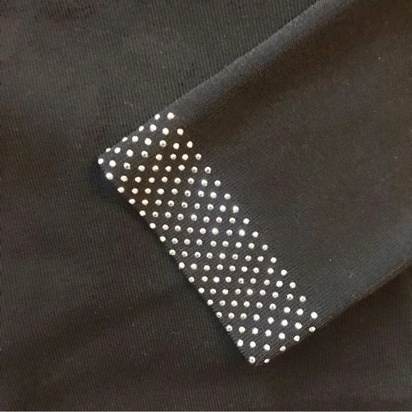 BCBGMaxazria Bedazzled Sweater Jacket Black/Silver Pockets Size M - Picture 5 of 8